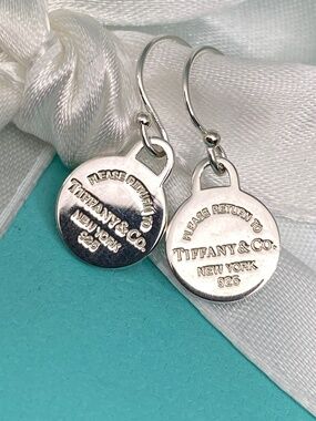 Tiffany & Co mini round tag earrings Return to Tiffany 925 silver excellent